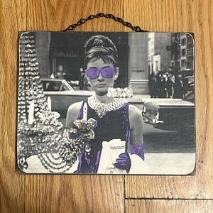 Hand painted Wooden portrait of Audrey Hepburn